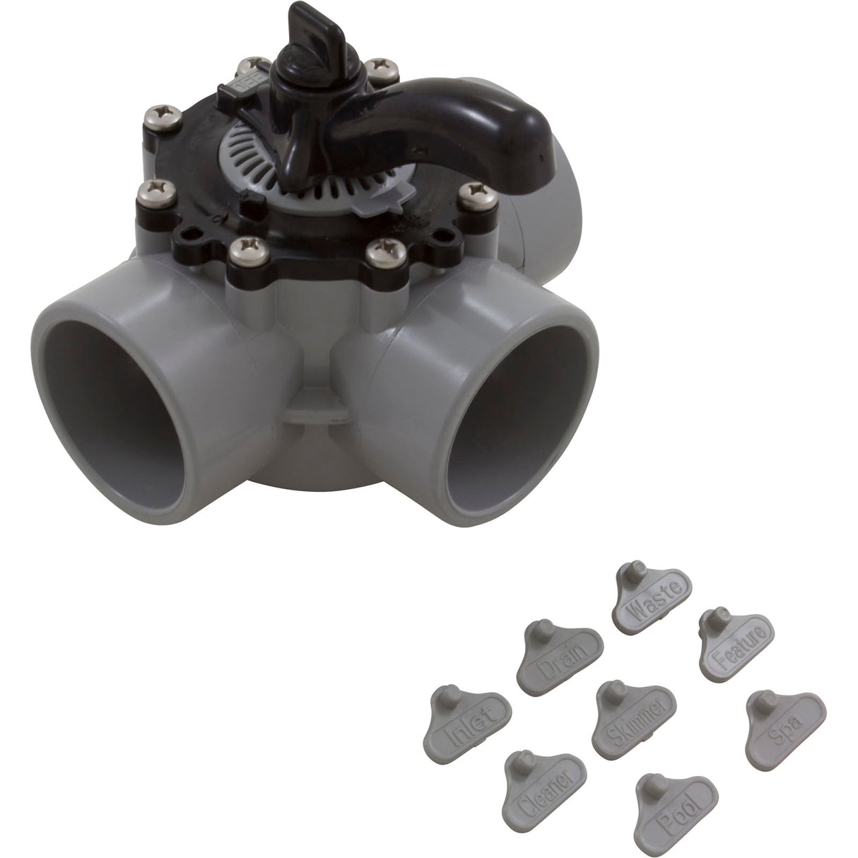 Diverter Valve, 2In S X 2.5In Sp, 3-Way, Gray : 25933-201-000 - Custom Molded Products - 25933-201-000 - PartsForSpas.com