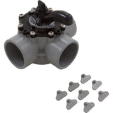 Diverter Valve, 2In S X 2.5In Sp, 3-Way, Gray : 25933-201-000 - Custom Molded Products - 25933-201-000 - PartsForSpas.com