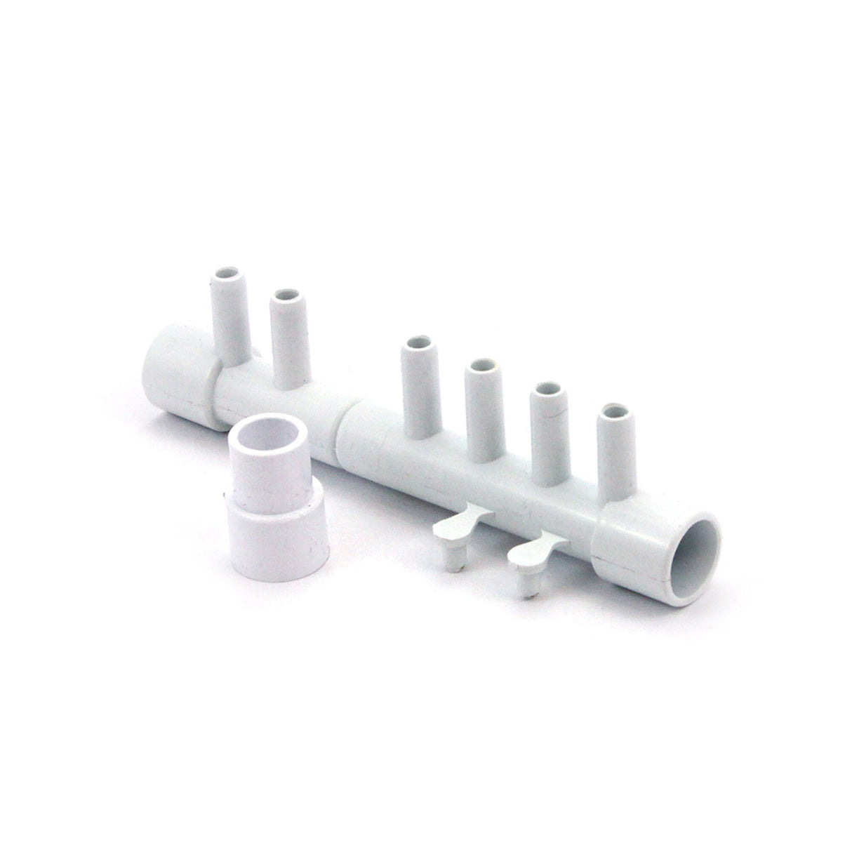 Manifold, PVC, Waterway, 1/2"S x 1/2"S x 6 3/8"B Ports w/ 3 Plugs : 672-4690