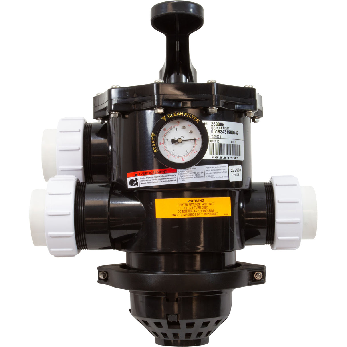 MPV, Pentair 2" Top Mount Hybrid, 6 Pos, Clamp-On, w/Fittings : 262525 - Pentair - 788379862220 - PartsForSpas.com