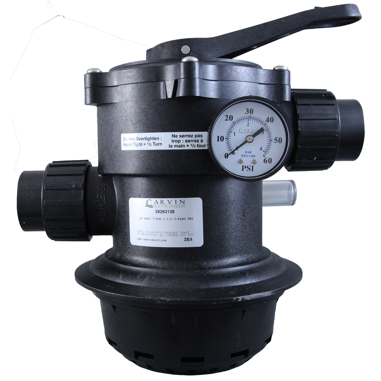 Multiport Valve, Carvin DVK7C, 1-1/2", 7 Pos, Clamp, New Style : 39263035K - Carvin - 39263035K - PartsForSpas.com