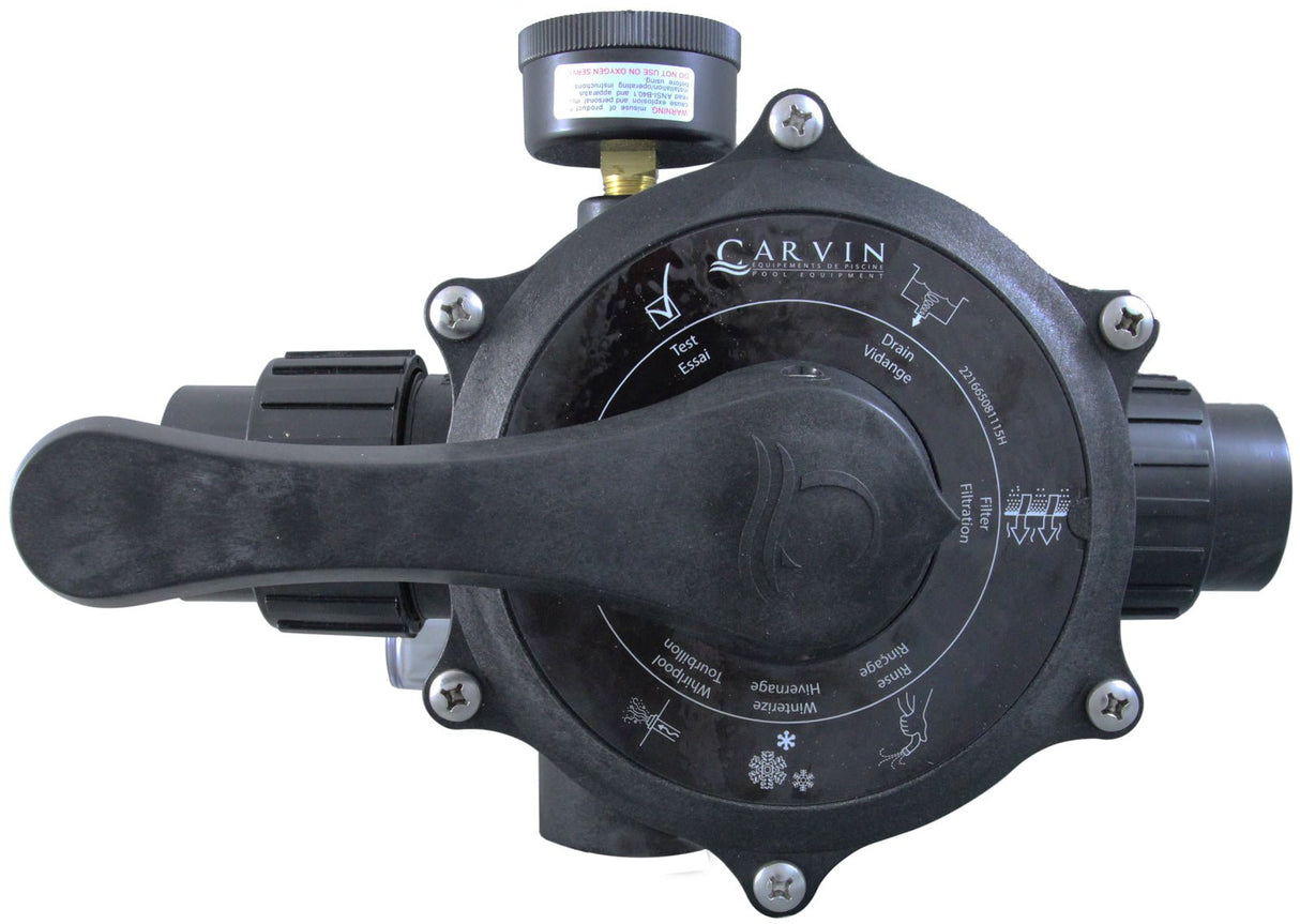 Multiport Valve, Carvin DVK7C, 1-1/2", 7 Pos, Clamp, New Style : 39263035K - Carvin - 39263035K - PartsForSpas.com