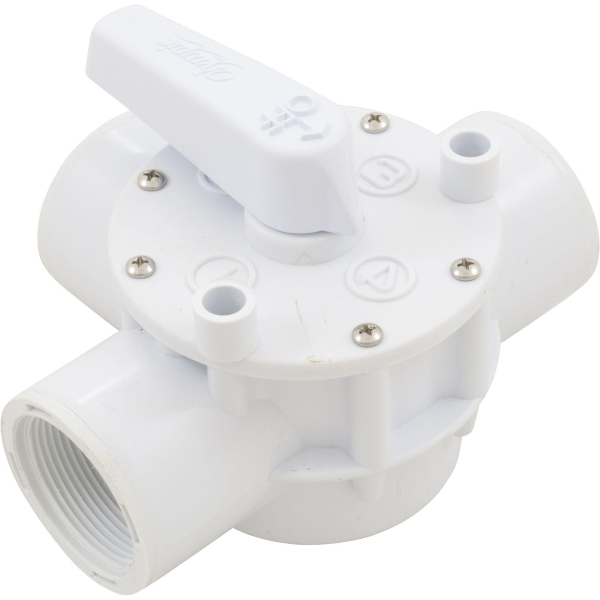 Diverter Valve, Olympic, 1-1/2"fpt, 3-Way, White : AFT100T - Champlain Plastics - 063741240104 - PartsForSpas.com
