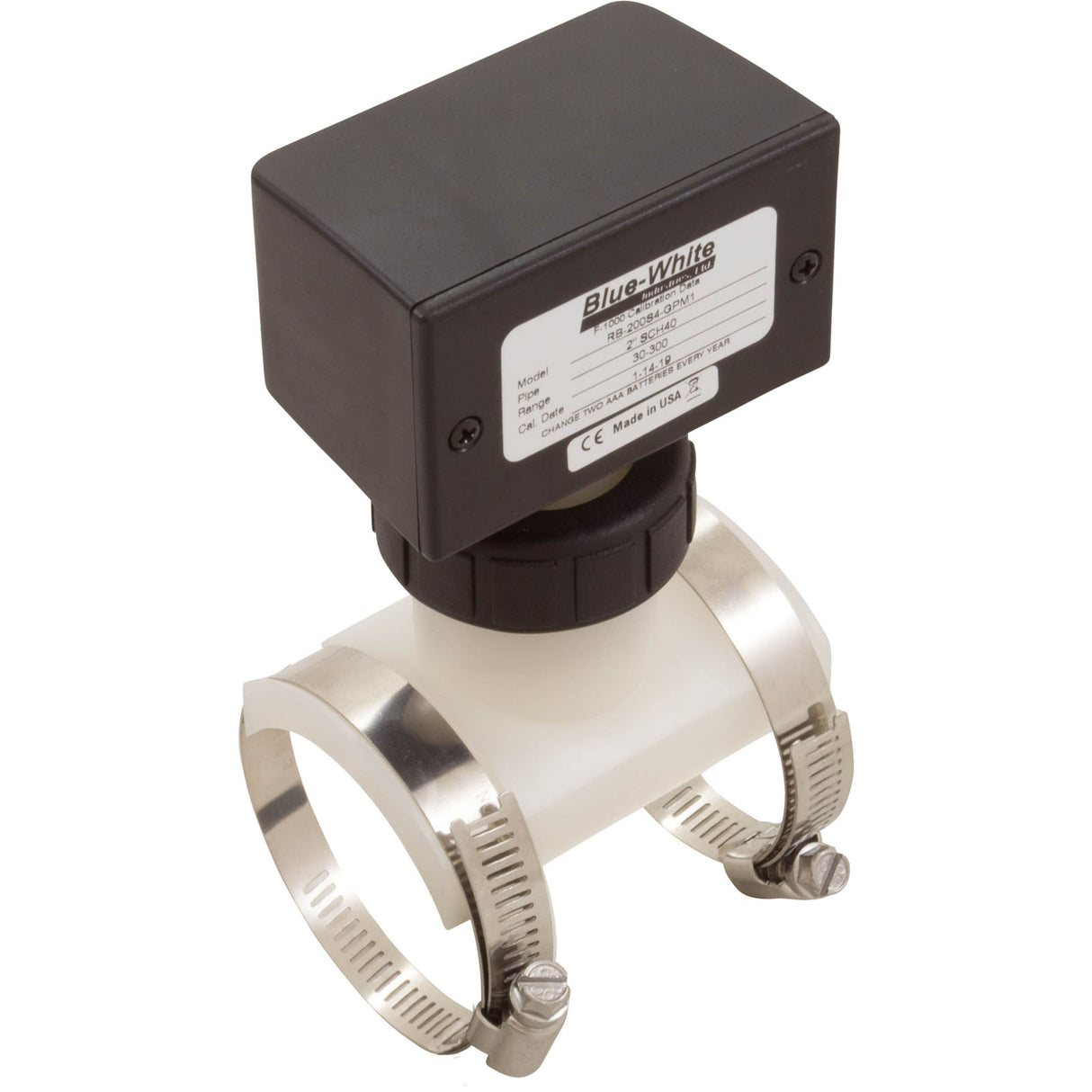 Flow Meter, Blue-White, F-1000, Digital, 2" PVC, 30-300 gpm : RB-200S4-GPM1 - Blue-White Industries, Ltd - RB-200S4-GPM1 - PartsForSpas.com
