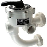 Multiport Valve, Praher SM1-PP3, 1-1/2", w/PacFab Plumbing : SM1-PP3 - Praher Canada Ltd - 885531001630 - PartsForSpas.com