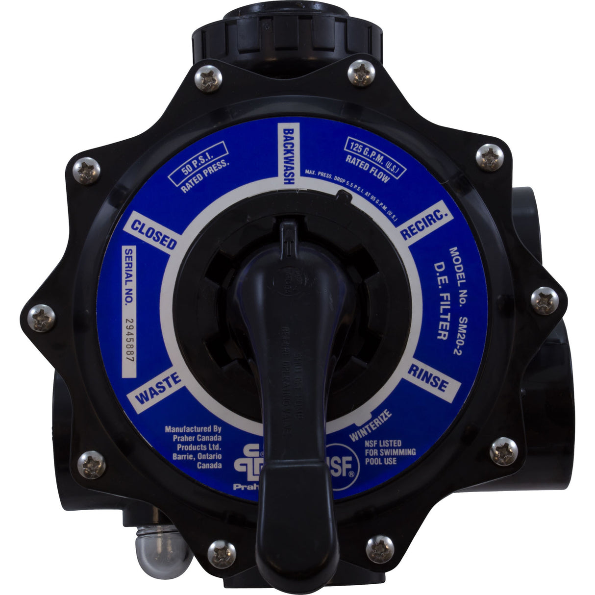Multiport Valve, Praher SM2-HPXR50, 2", w/Hayward Plumbing : SM2-HPXR50 - Praher Canada Ltd - SM2-HPXR50 - PartsForSpas.com