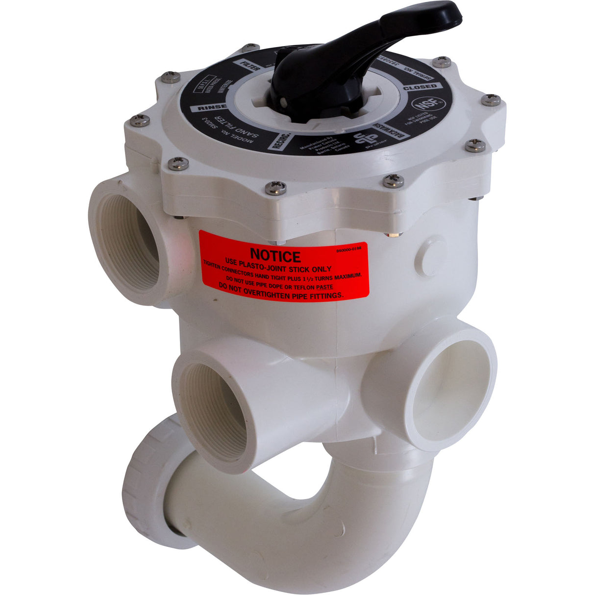 Multiport Valve, Praher SM2-SR3U, 2", w/StaRite Plumbing, Wht : SM2-SR3U - Praher Canada Ltd - SM2-SR3U - PartsForSpas.com