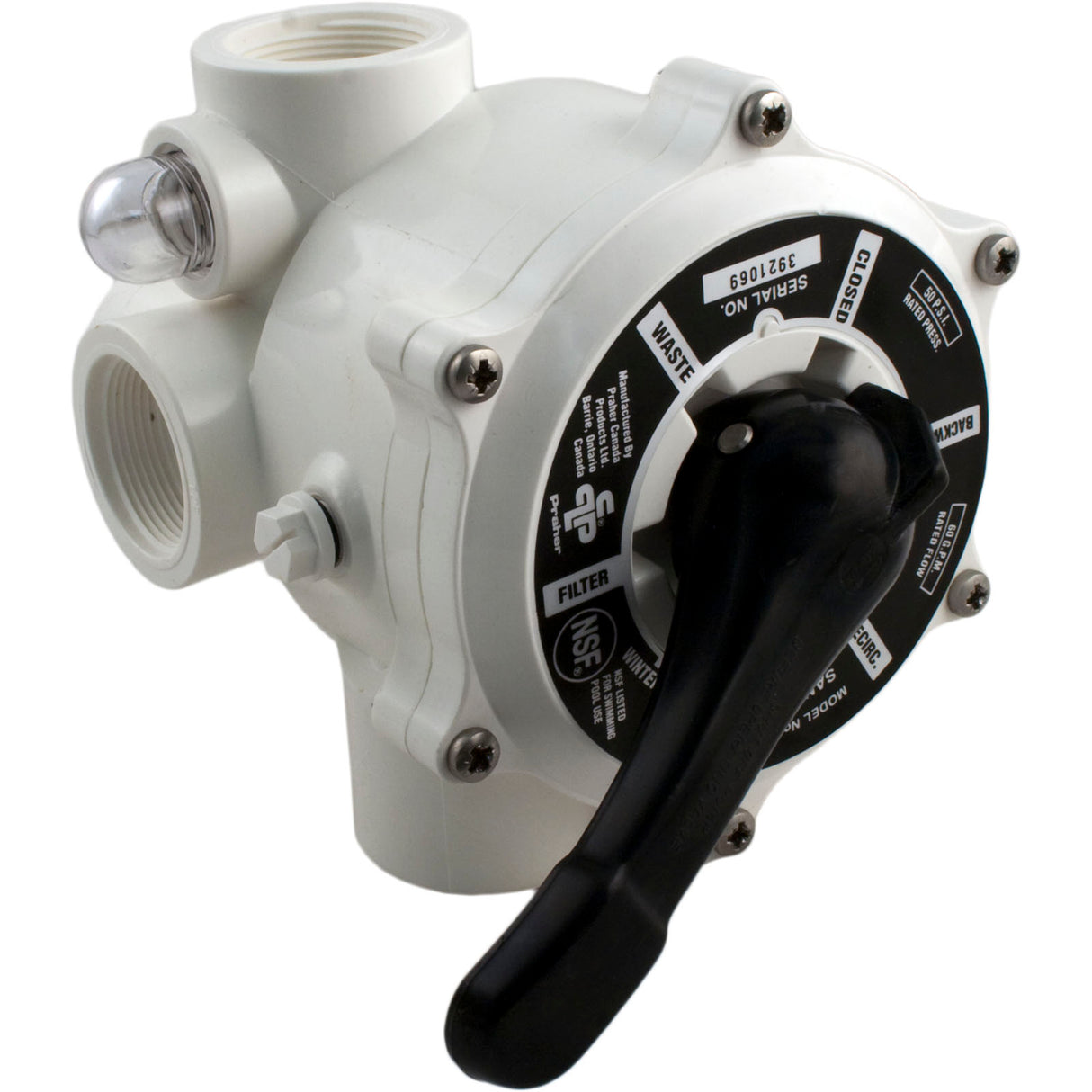 Multiport Valve, Praher SM-10-3, 1-1/2" Female Pipe Thread : SM-10-3 - Praher Canada Ltd - SM-10-3 - PartsForSpas.com