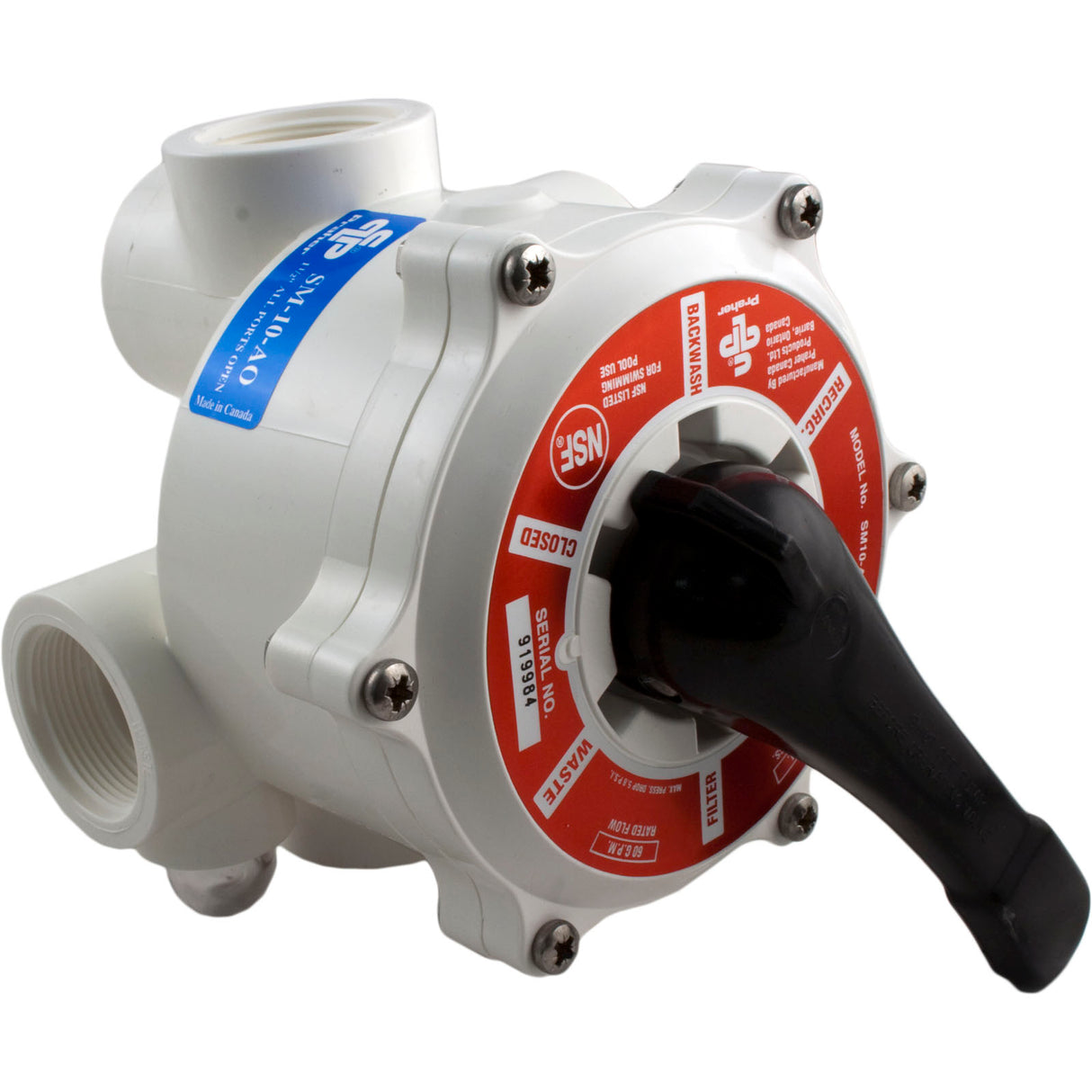 Multiport Valve, Praher SM-10-AO, 1-1/2" Female Pipe Thread : SM-10-AO - Praher Canada Ltd - SM-10-AO - PartsForSpas.com