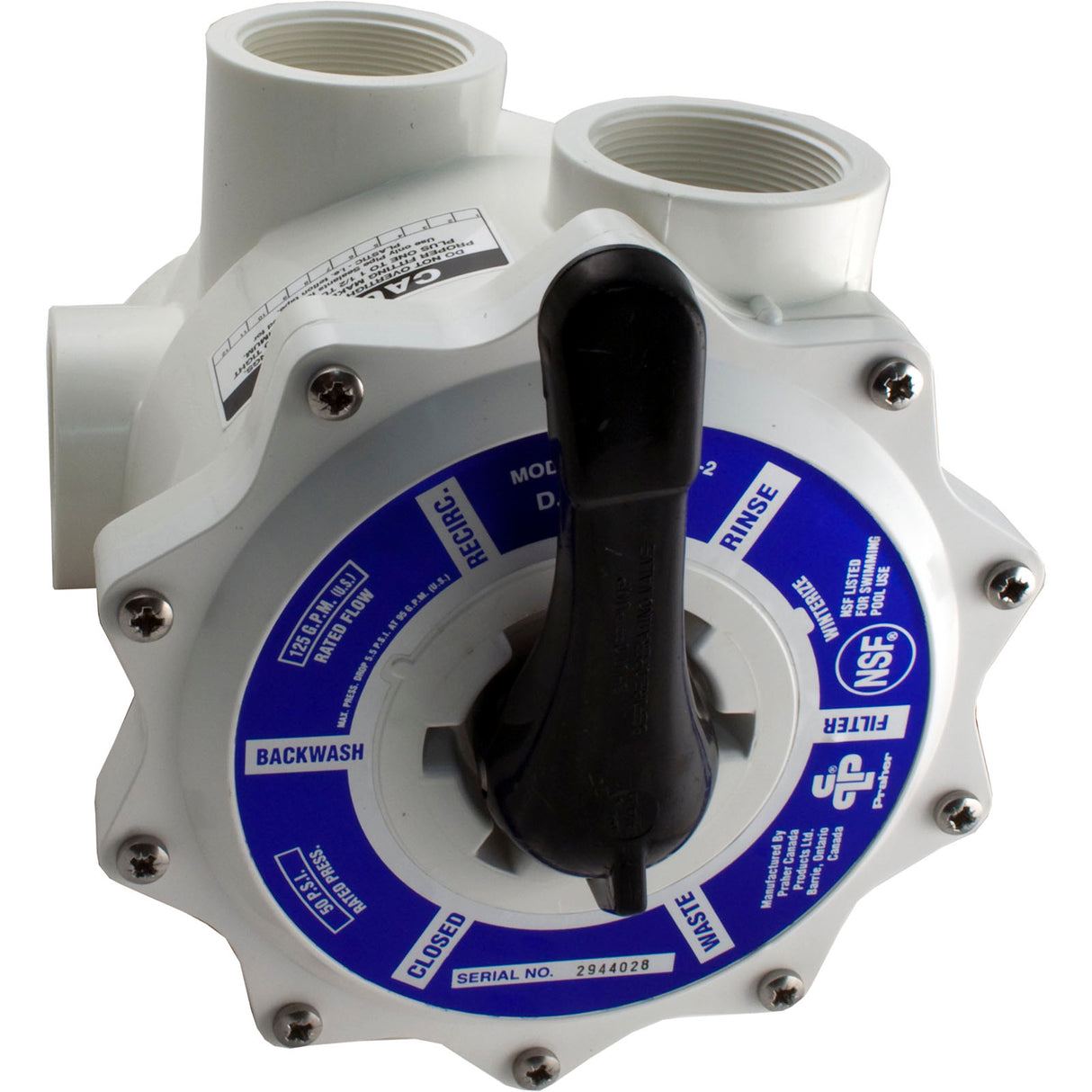 Multiport Valve, Praher SM-20-2, 2" FPT, D.E. : SM-20-2 - Praher Canada Ltd - SM-20-2 - PartsForSpas.com