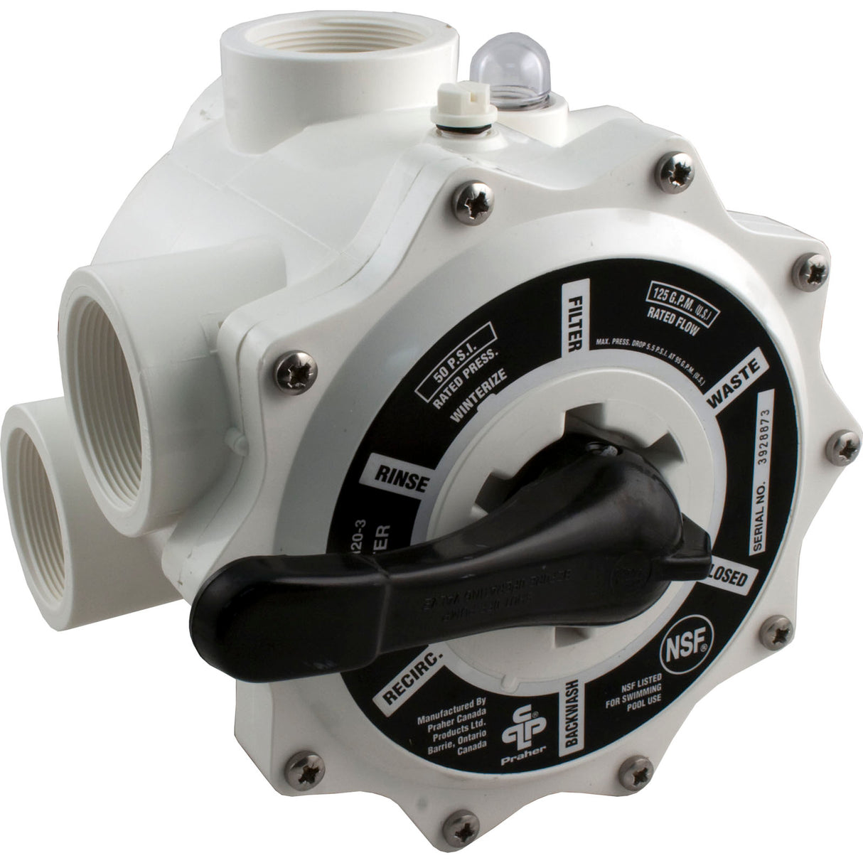 Multiport Valve, Praher SM-20-3, 2" FPT, Sand : SM-20-3 - Praher Canada Ltd - SM-20-3 - PartsForSpas.com