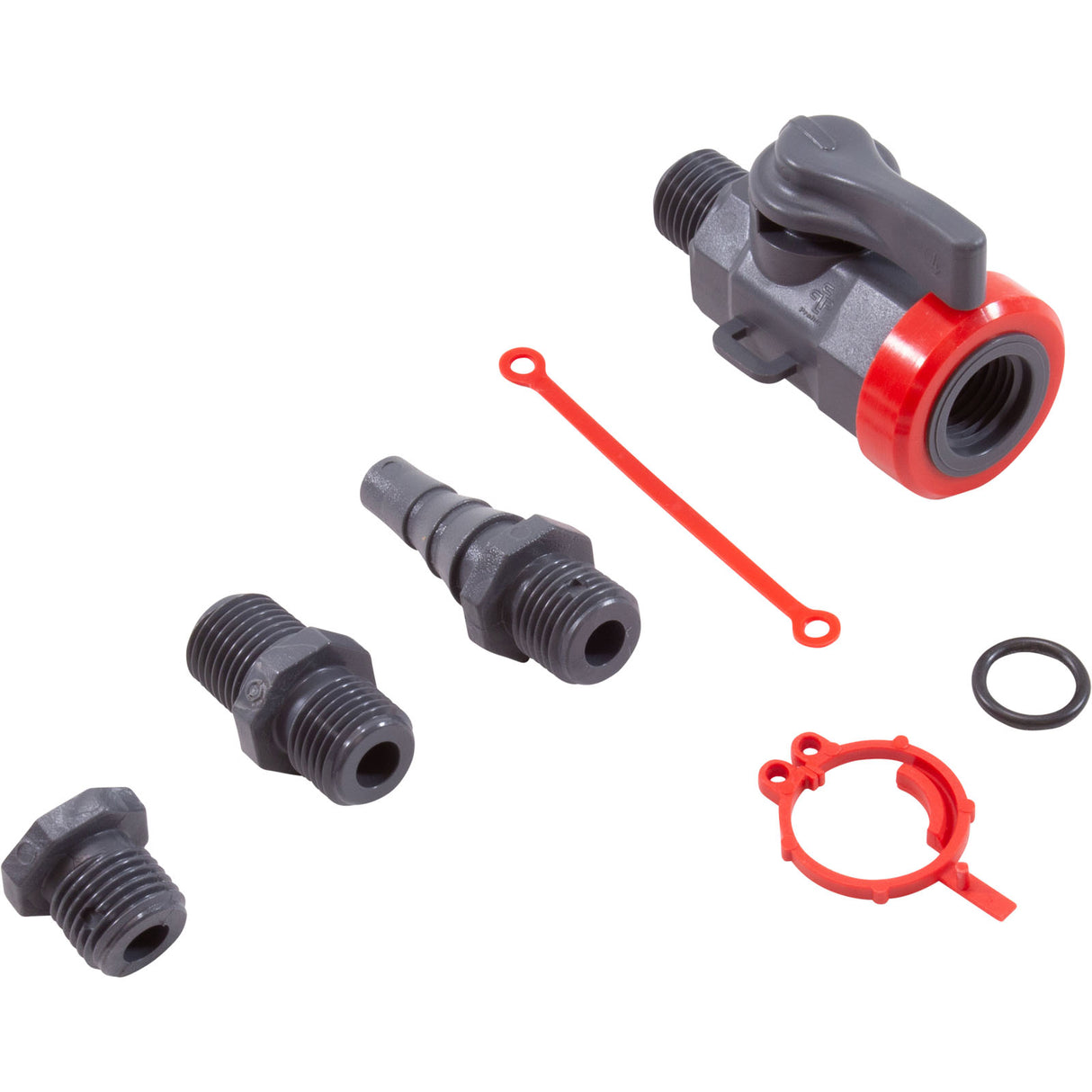 Ball Valve Kit, Praher, 1/4"mpt x 1/4"fpt, w/ Hose Fitting : LC-PV-1 - Praher - 88553100057 - PartsForSpas.com