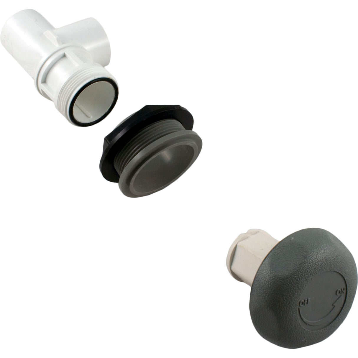 On/Off Valve, Waterway, 1" Slip x 1" Slip, Single Port, Gray : 600-4367 - Waterway Plastics - 806105102546 - PartsForSpas.com