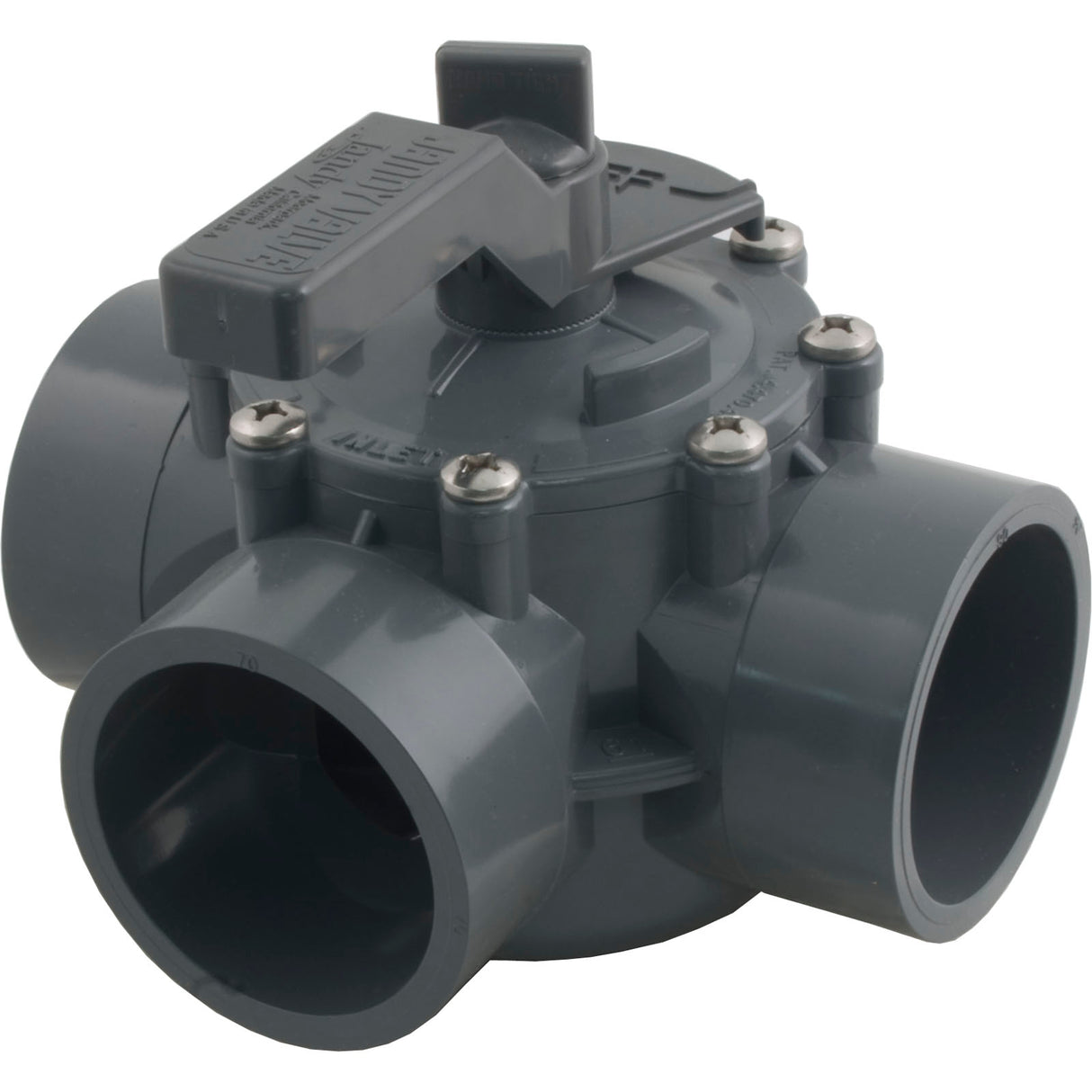 Dvtr Valve, Jandy Neverlube, 2"s/2-1/2"spg Non-Pos, 3 Port, Gry : 2877 - Jandy/Laars/Zodiac - 052337001434 - PartsForSpas.com
