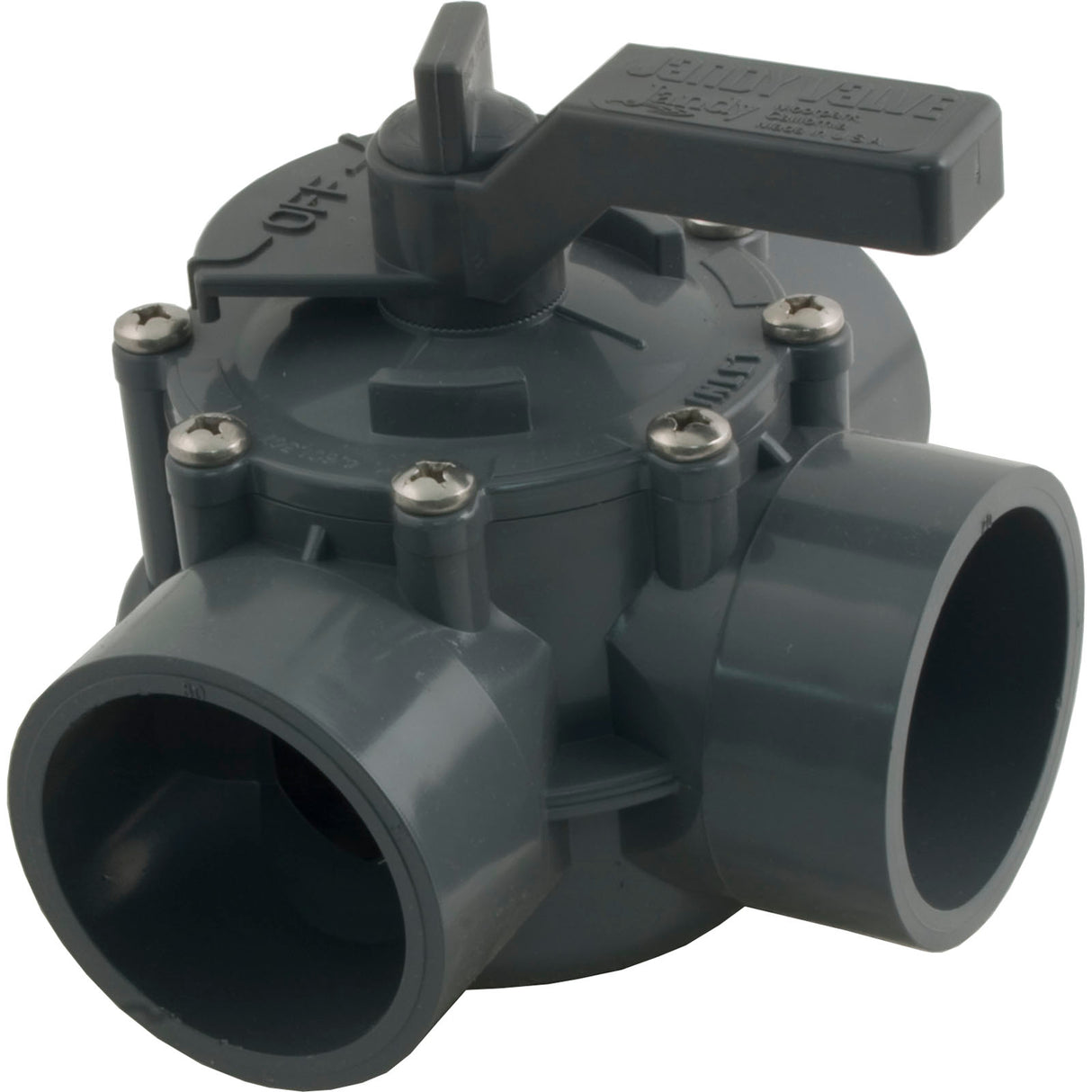 Dvtr Valve, Jandy Neverlube, 2"s/2-1/2"spg Non-Pos, 3 Port, Gry : 2877 - Jandy/Laars/Zodiac - 052337001434 - PartsForSpas.com