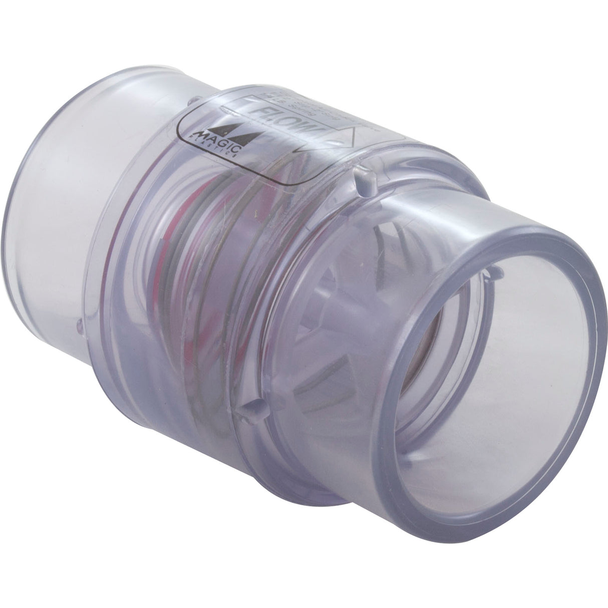 Check Valve, Magic Plastics, 1-1/2"s x 2"spg, 1/4 lb., Clear : 0830-15C - Magic Plastics - 0830-15C - PartsForSpas.com