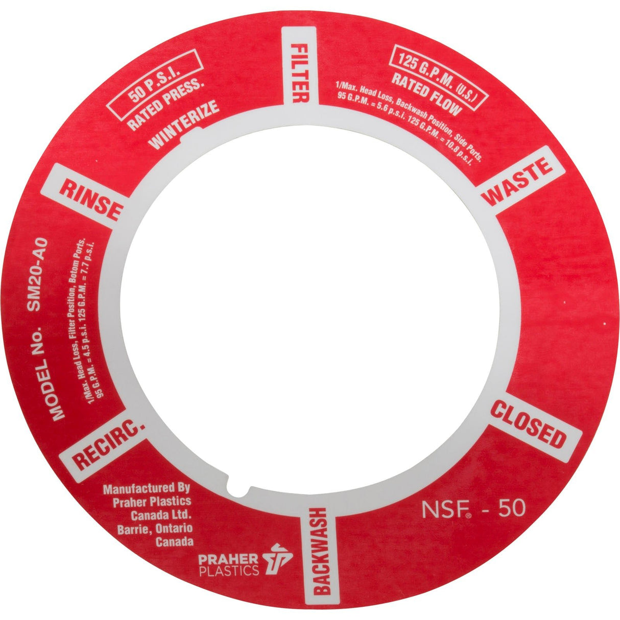 Decal, Praher ABS 2" Side Mount Valve : E-5-S2 - Praher Canada Ltd - E-5-S2 - PartsForSpas.com