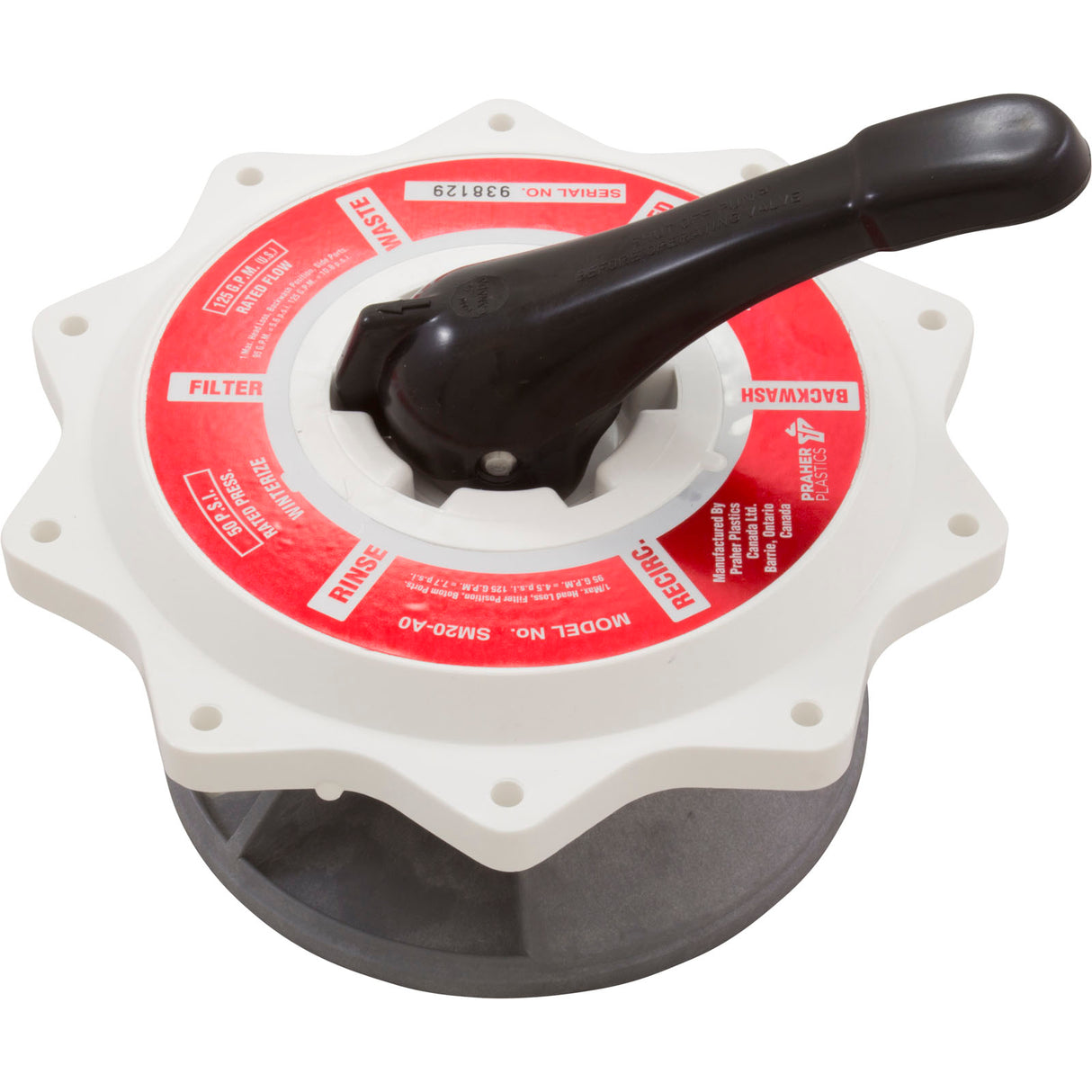 Lid Assembly, Praher ABS Top/Side Mt Valves, w/O-Ring, 2", Wht : E-50-S2 - Praher Canada Ltd - E-50-S2 - PartsForSpas.com