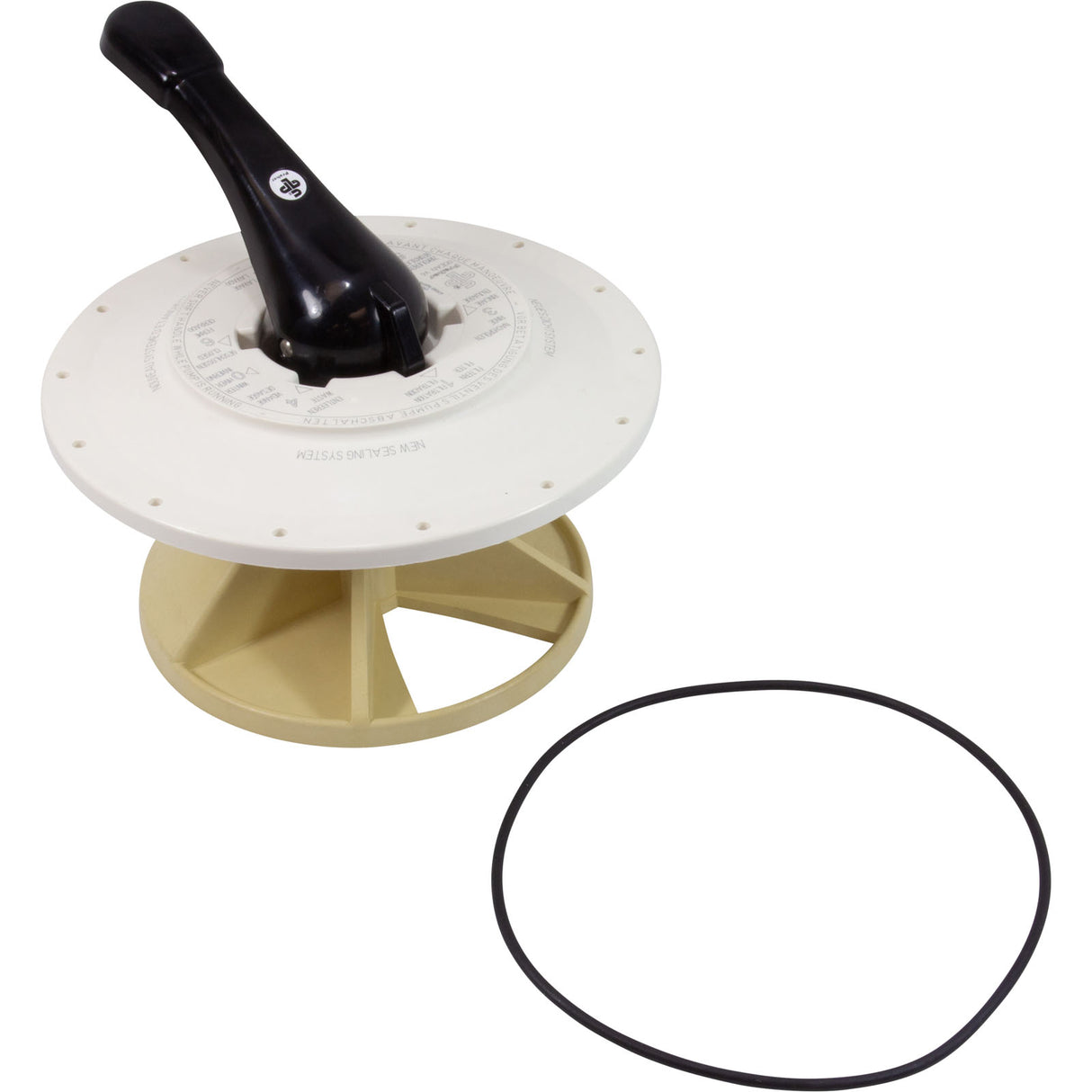 Lid Assy, Praher ABS Top/Side Mount Valve, 3", w/Gasket, Wht : 130711 - Praher Canada Ltd - 130711 - PartsForSpas.com