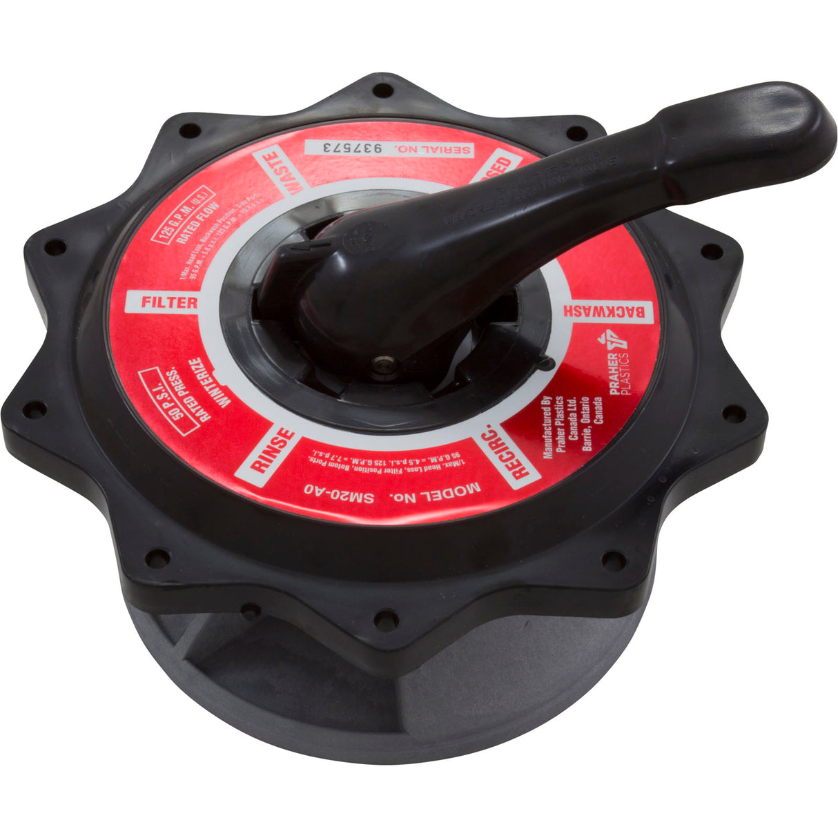 Lid Assembly, Praher ABS Top/Side Mount Valves, 2", Blk, 125gpm : E-50-S2B - Praher Canada Ltd - E-50-S2B - PartsForSpas.com
