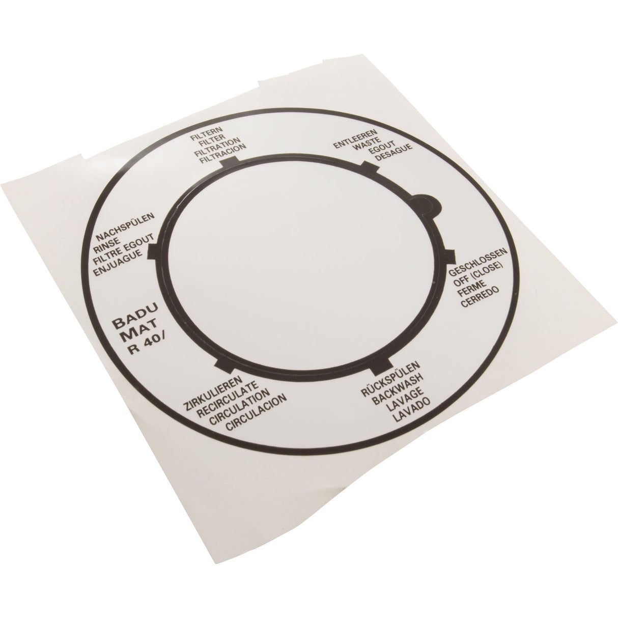 Label, Speck AquaSwim 250, 1-1/2" Multiport Valve : 2603102017 - Speck Pumps - 2603102017 - PartsForSpas.com