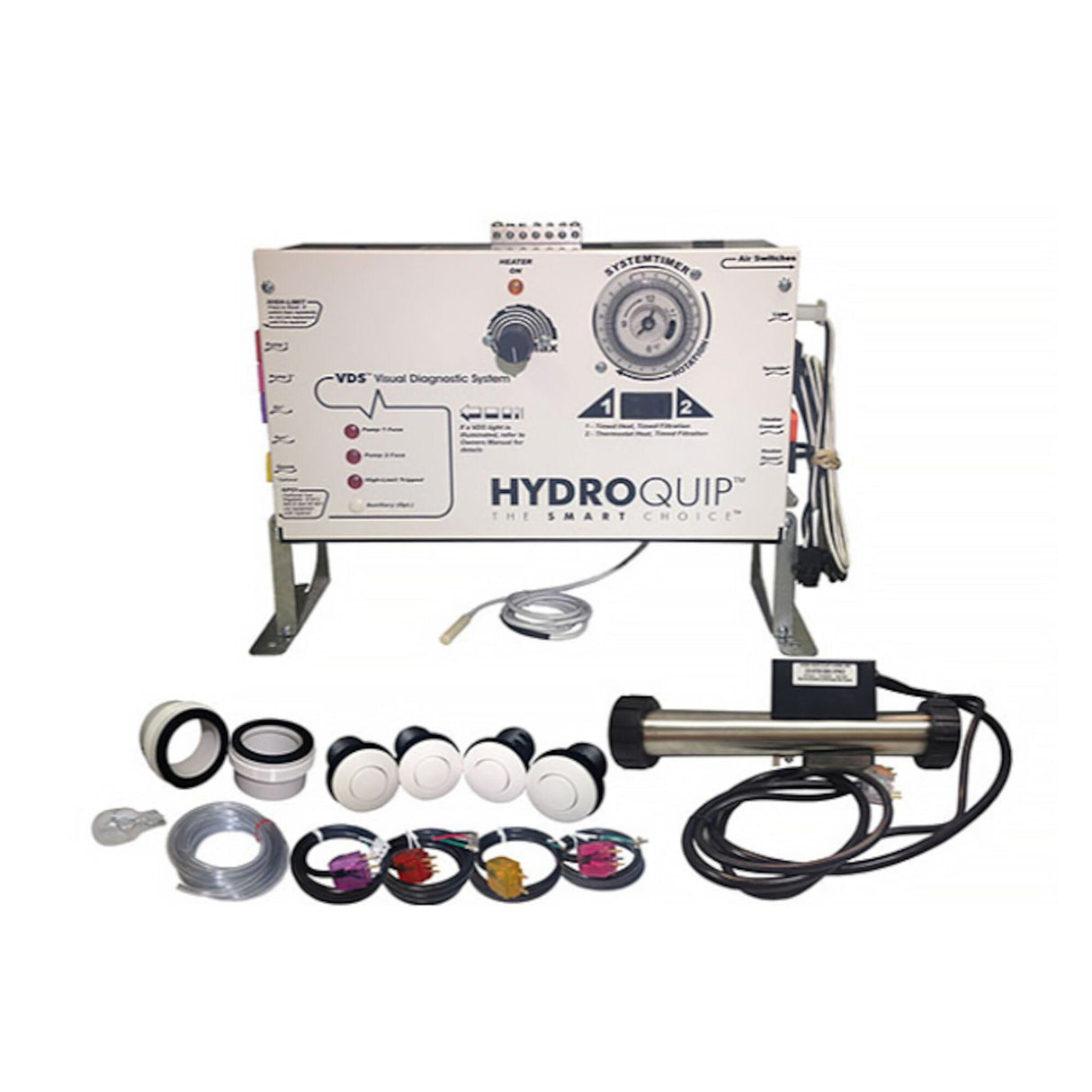 Control System, Air, HydroQuip CS6008US2, Versa-Heat, Pump1, Pump2, Blower w/Cords : CS6008-US2-VH