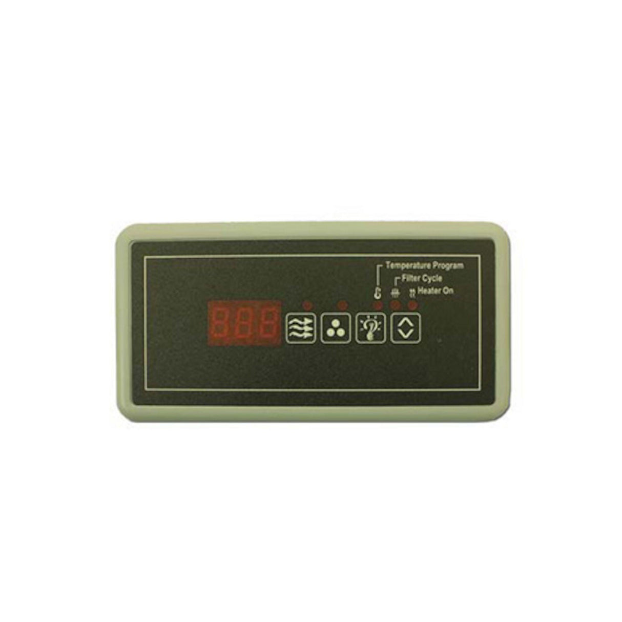 Spaside Control, HydroQuip Eco-6, Small Rectangle, 4-Button, LED, Pump1-Blower/Aux-Light-Temp : 34-0208