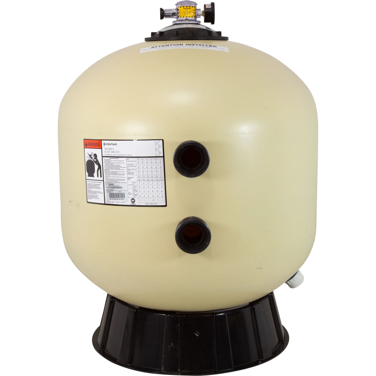Filter Tank, Pentair TR100C, w/Foot Assy, Black : 153430 - Pentair - 153430 - PartsForSpas.com