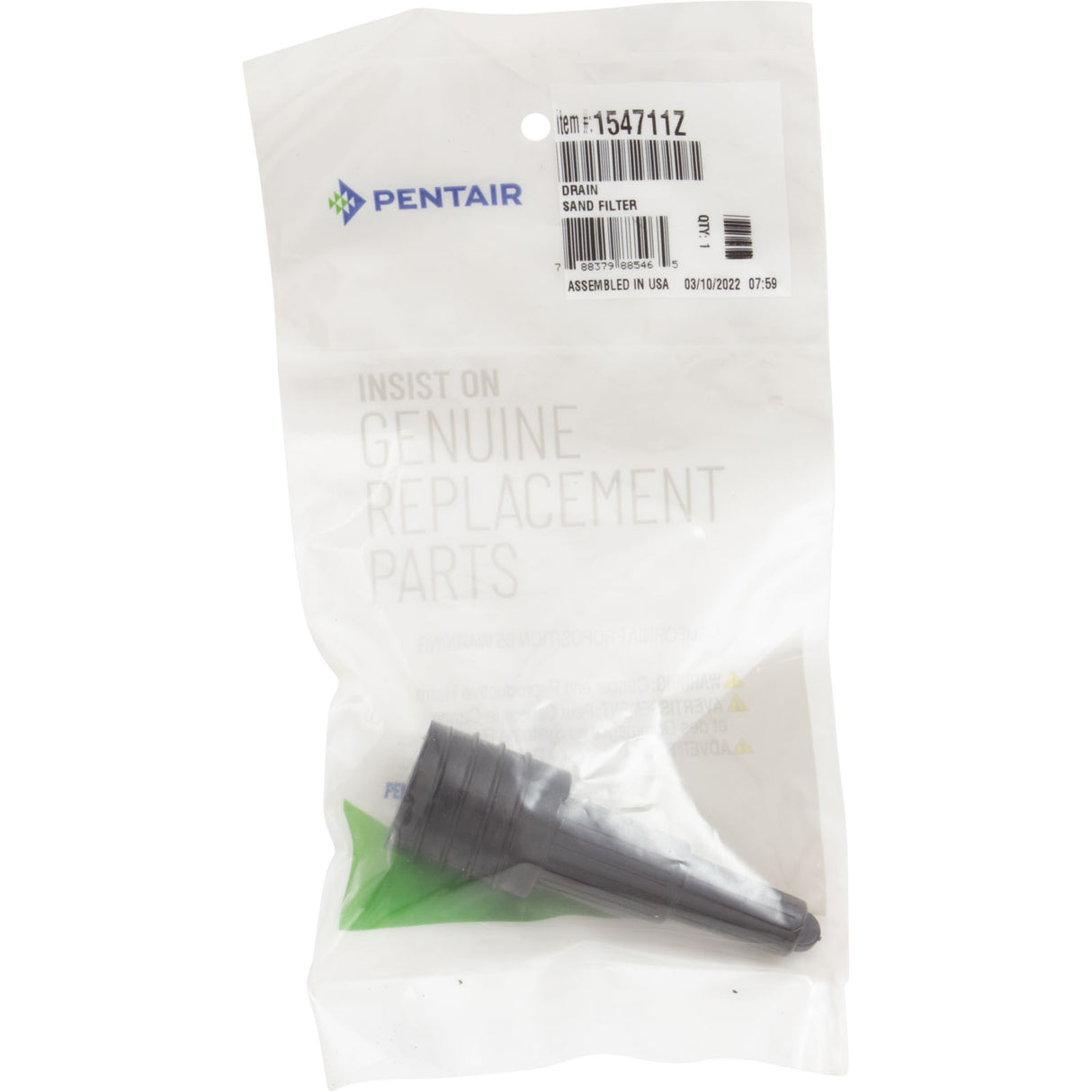Drain Nozzle, Pentair Sta-Rite CristalFlo II : 154711Z - Pentair - 154711Z - PartsForSpas.com