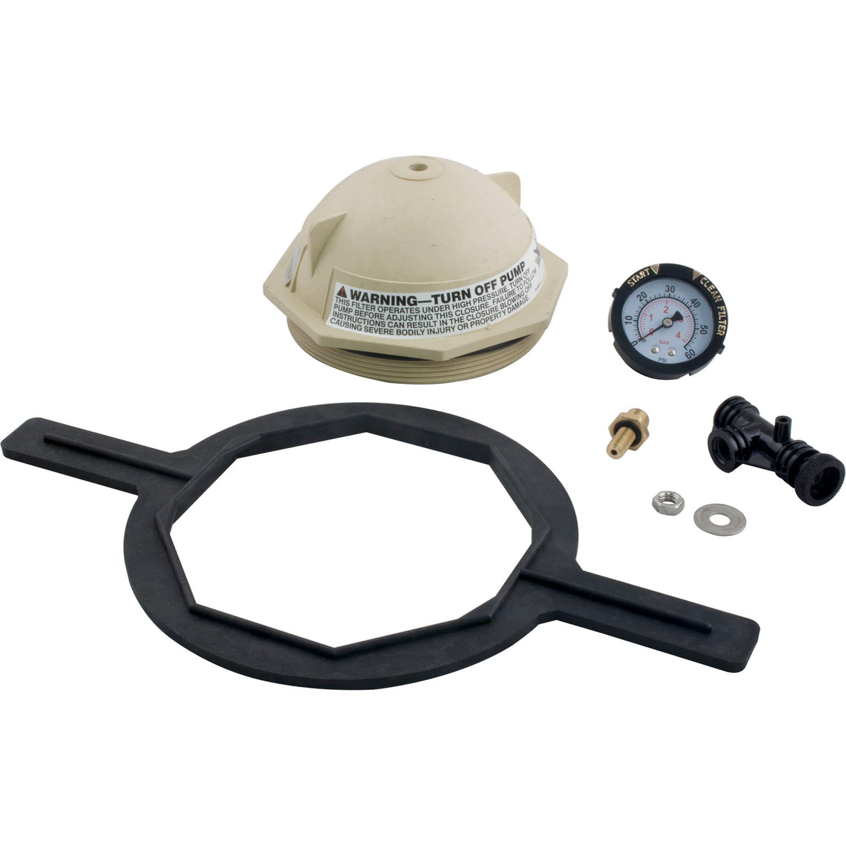 Tank Lid Kit, Pentair PacFab Triton II, 6" thd, Tan : 154697 - PacFab/Pentair - 788379669409 - PartsForSpas.com