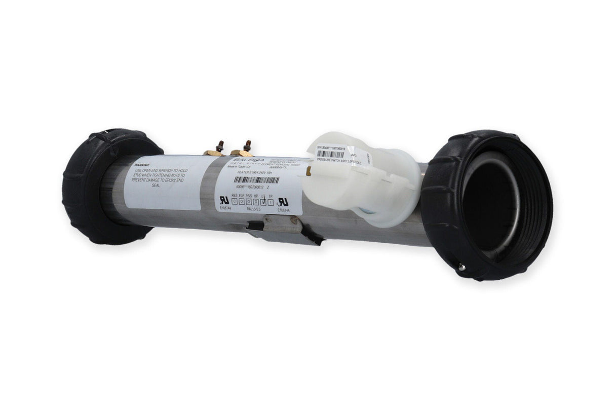 Heater Assembly, Balboa, M1/M2/M3, 5.5kW, 230V, 2" x 15"Long, w/Pressure Switch, No Tailpieces : 50096