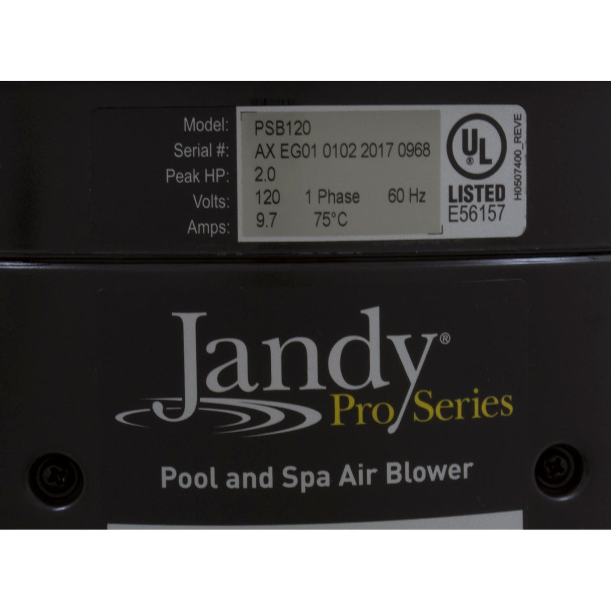 Blower, Zodiac Jandy, Plastic, 2.0hp, 115v, 9.7A, Hardwire : PSB120