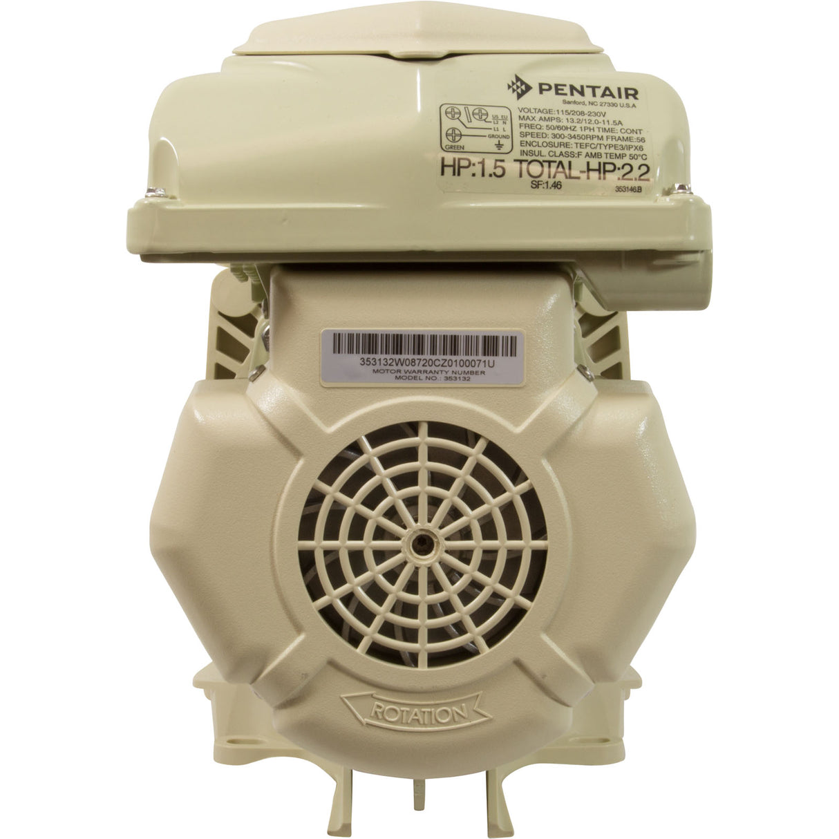 Pump, Pentair SuperFlo VST, 1.5hp, 115/208-230v, Var-Spd, Almond : EC-342001 - Pentair - 788379500191 - PartsForSpas.com