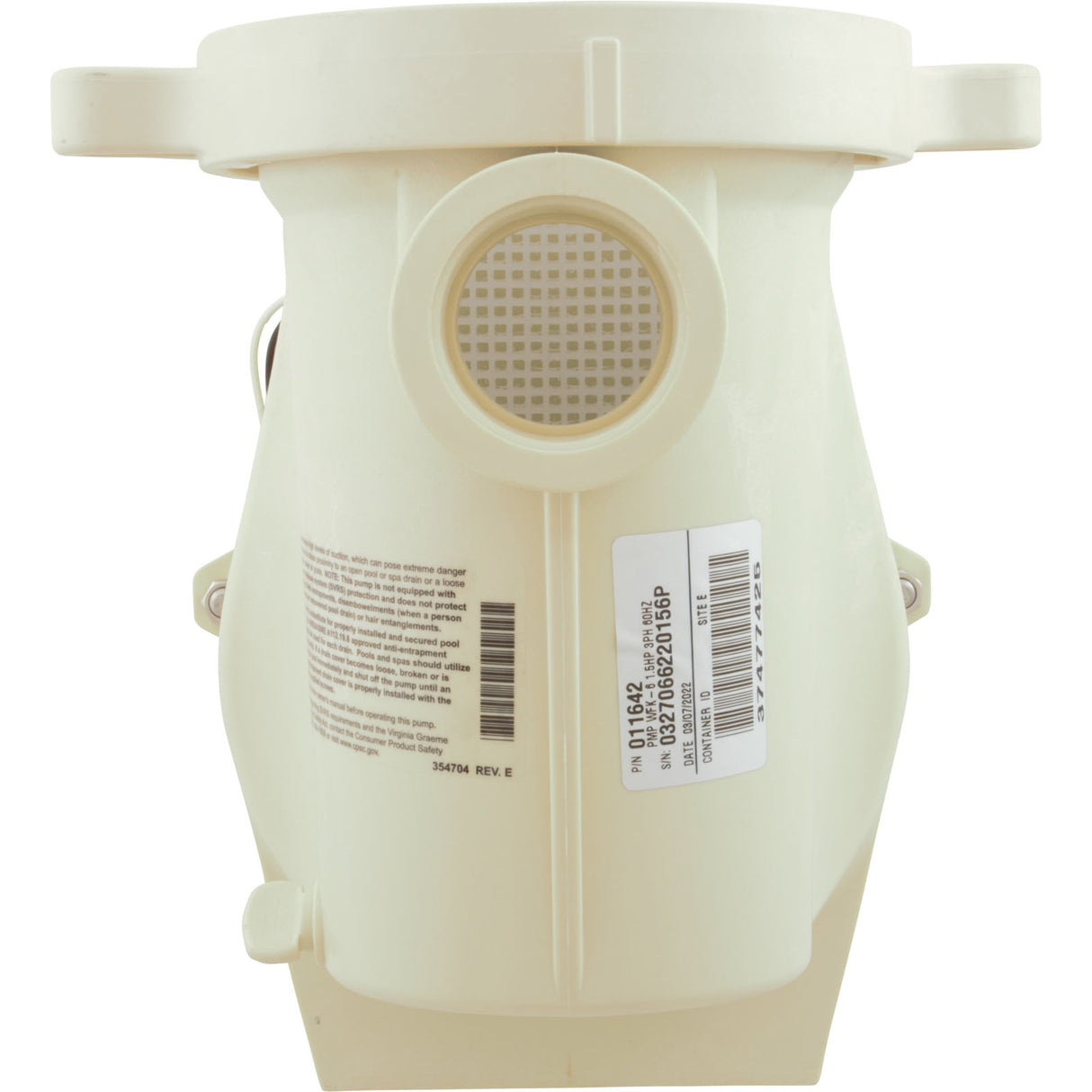 Pump, Pentair WhisperFlo, 1.5hp, 208-230/460v, 3-Phase, SD : 011642