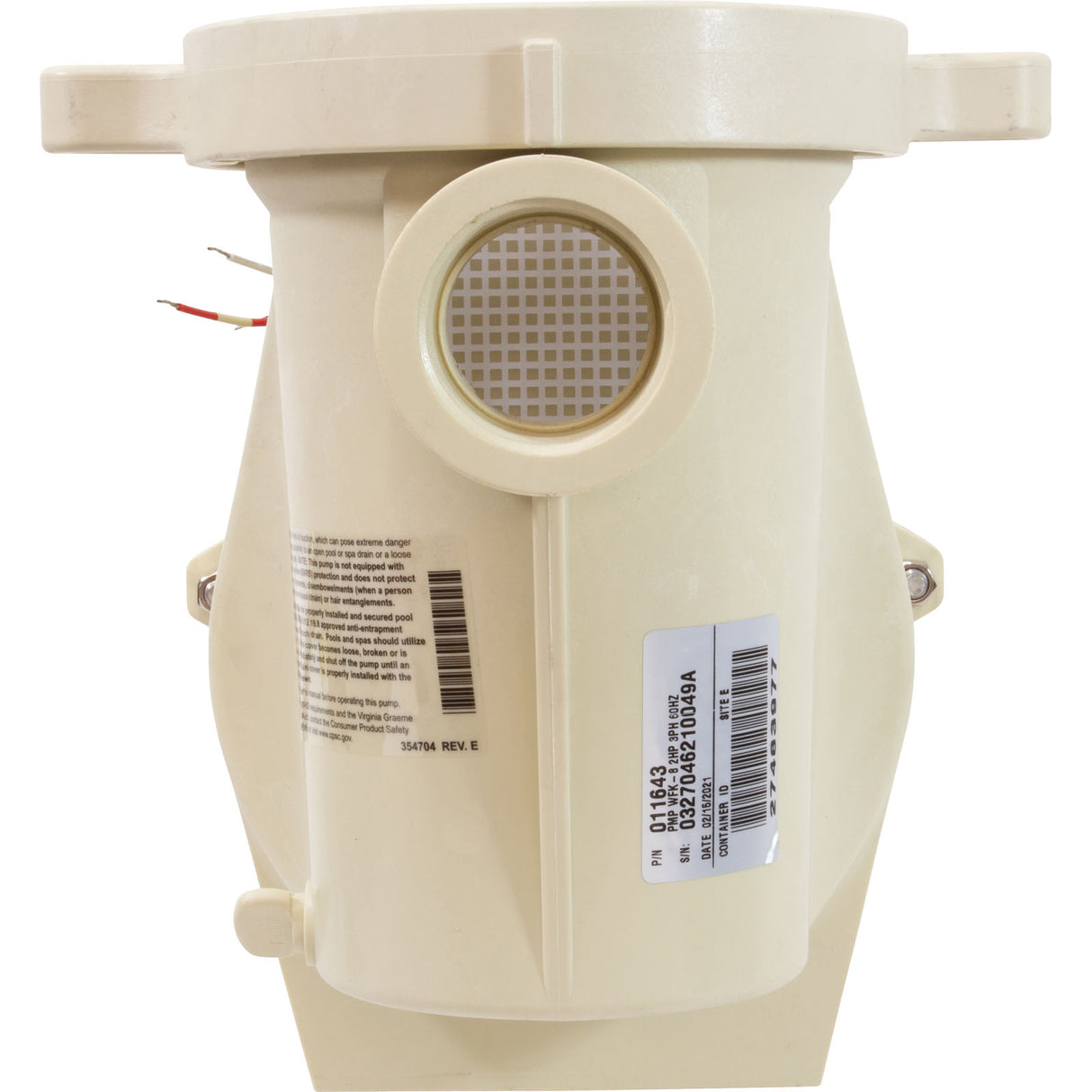 Pump, Pentair WhisperFlo, 2.0hp, 208-230/460v, 3-Phase, SD : 011643