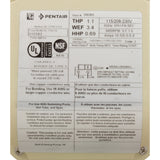 Pump, Pentair WF, 1.1hp, 115/208-230v, 1-Spd, Prem Eff, TEFC : 015583