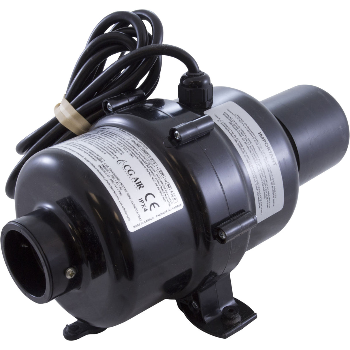 Blower, CG Air Millenium Eco, 230v, 2.8A, 8ft AMP, w/Muffler : ME-750-230/50-AMP