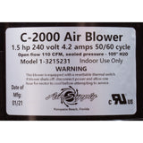 Blower, Air Supply Comet 2000, 2.0hp, 230v, 4.9A, 4ft AMP : 3220231
