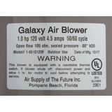 Blower, Air Supply Galaxy Pro, 1.0hp, 115v, 4.5A, Hardwire : 6510131