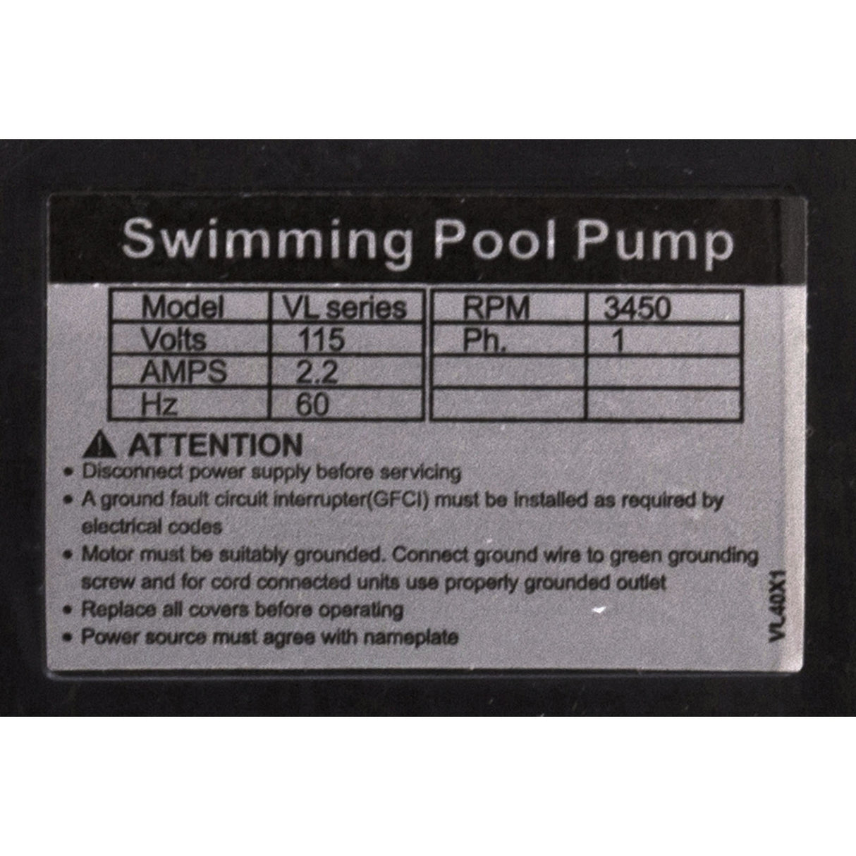Pump, Hayward VL Series, 115v, 1-Spd, w/o Strainer, OEM : VLX4009 - Hayward - 0610377139472 - PartsForSpas.com