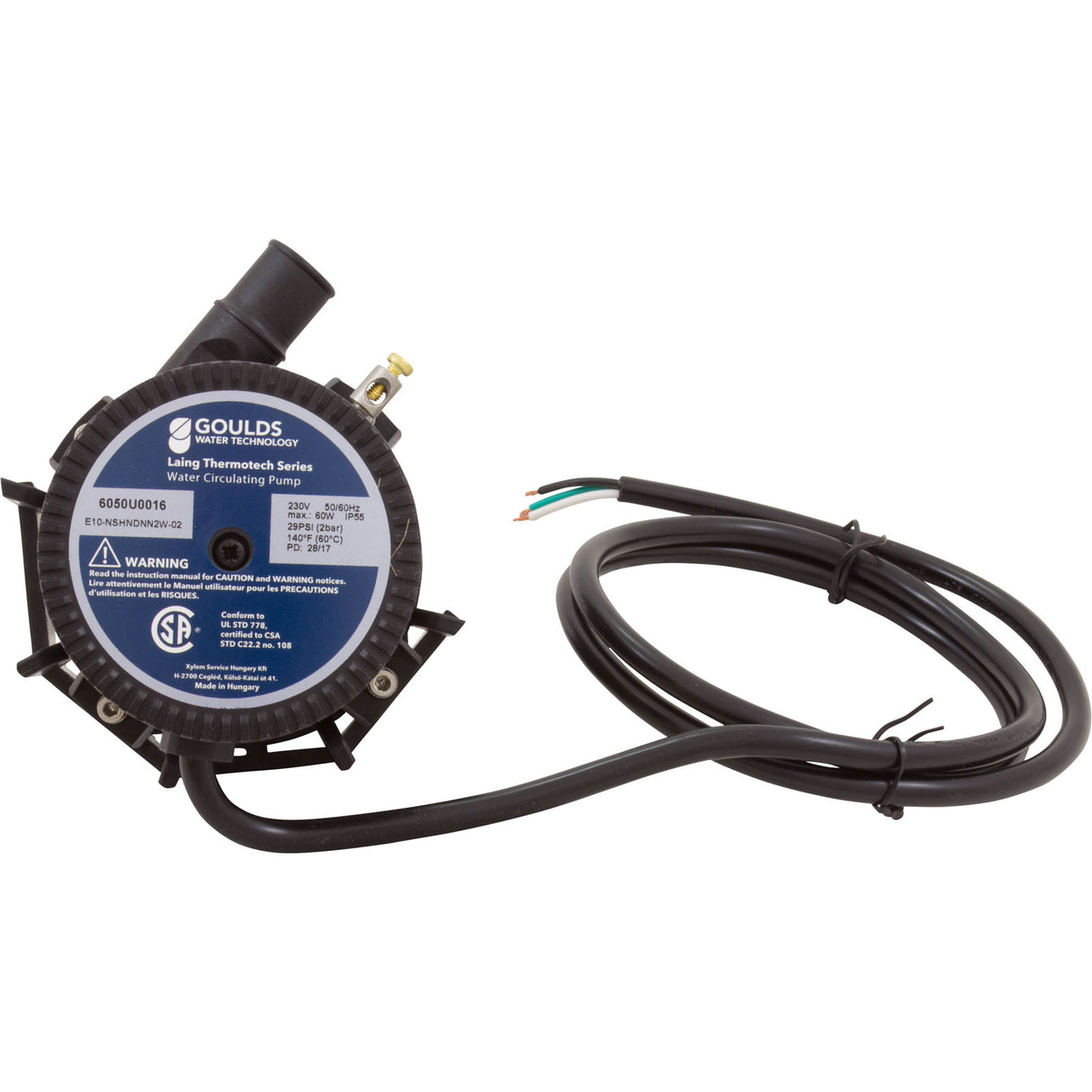Pump, Circ, Laing E-10, 230v, 3/4"b, 4ft Bare Cord, OEM : 6050U0016 - Laing/Xylem - 733886502060 - PartsForSpas.com