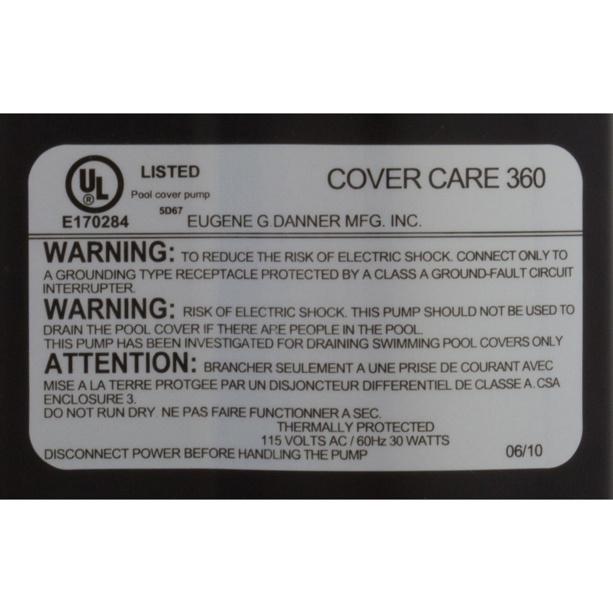 Pump, Submersible, Danner Cover Care Model 360, 30W, 3/4"GHT : 02530 - Danner Manufacturing Inc - 02530 - PartsForSpas.com