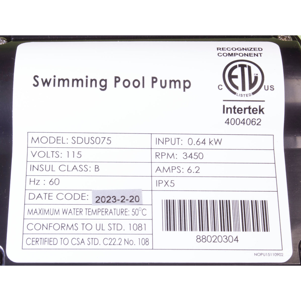 Pump, AquaPro AL75, 0.75 Horsepower, 115v : 10081-ACC - AquaPro Systems - 816965013807 - PartsForSpas.com