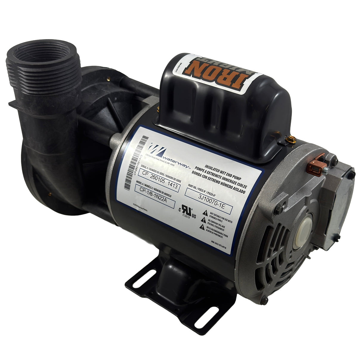 Pump, Circ, WW Iron Might, 1/15hp, 230v, 48fr, 50/60Hz, OEM : 3J10070-1E - Waterway Plastics - 806105550538 - PartsForSpas.com
