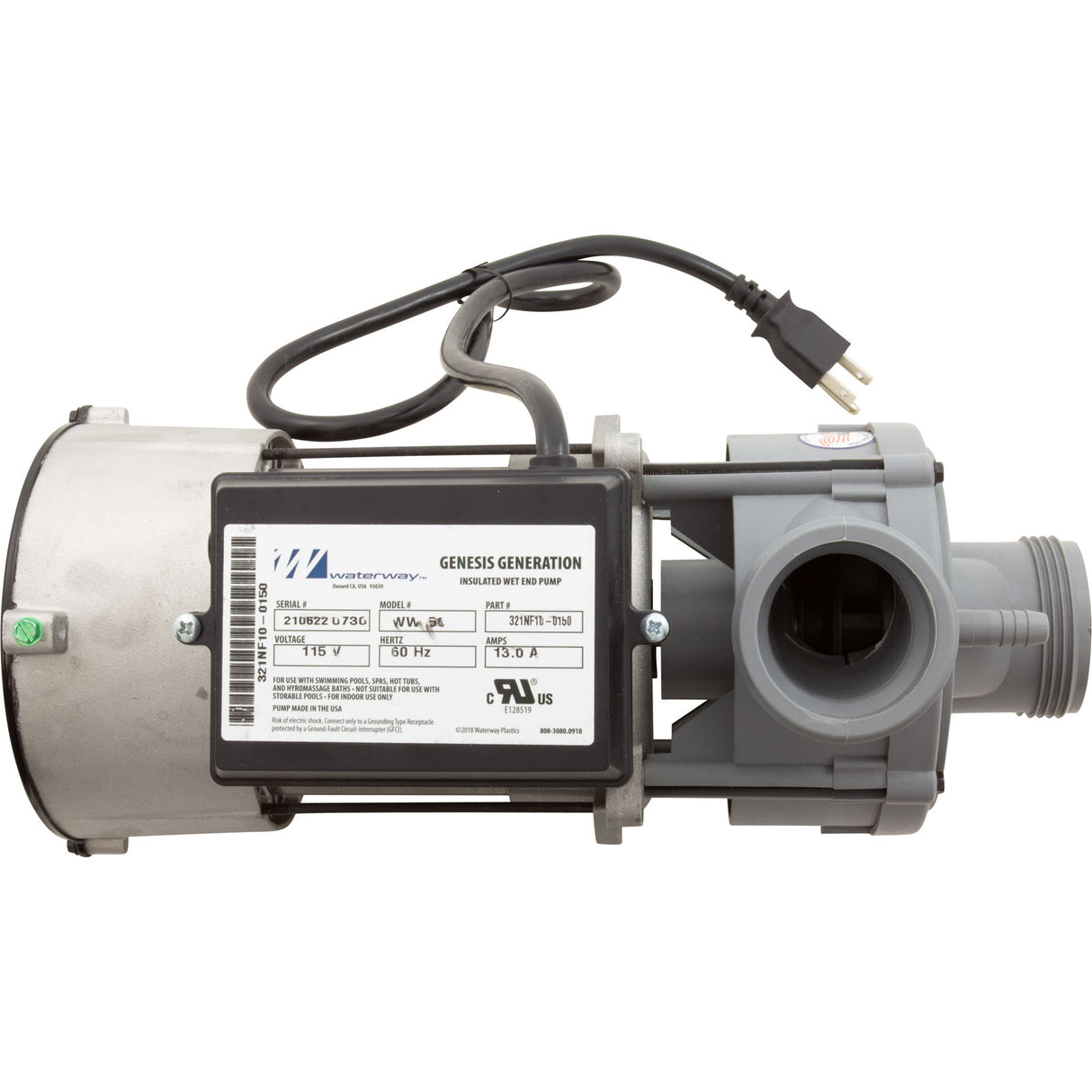 Pump, Bath, Waterway Genesis, 13.0A, 115v, 1-1/2", OEM, AS : 321NF10-0150 - Waterway Plastics - 806105400499 - PartsForSpas.com