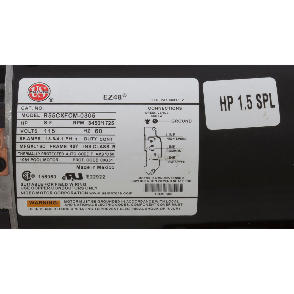 Pump, WW Ex2, 1.5SPL, 115v, 2-Spd, 48fr, 2", OEM : 3420610-1U - Waterway Plastics - 806105361486 - PartsForSpas.com