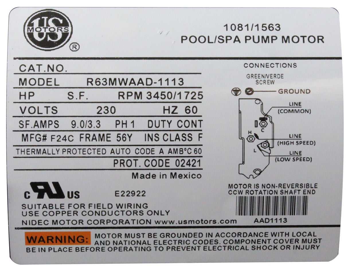 Pump, WW Exec, 3.0hp, 230v, 2-Spd, 56fr, 2", OEM : 3721221-1D - Waterway Plastics - 3721221-1D - PartsForSpas.com