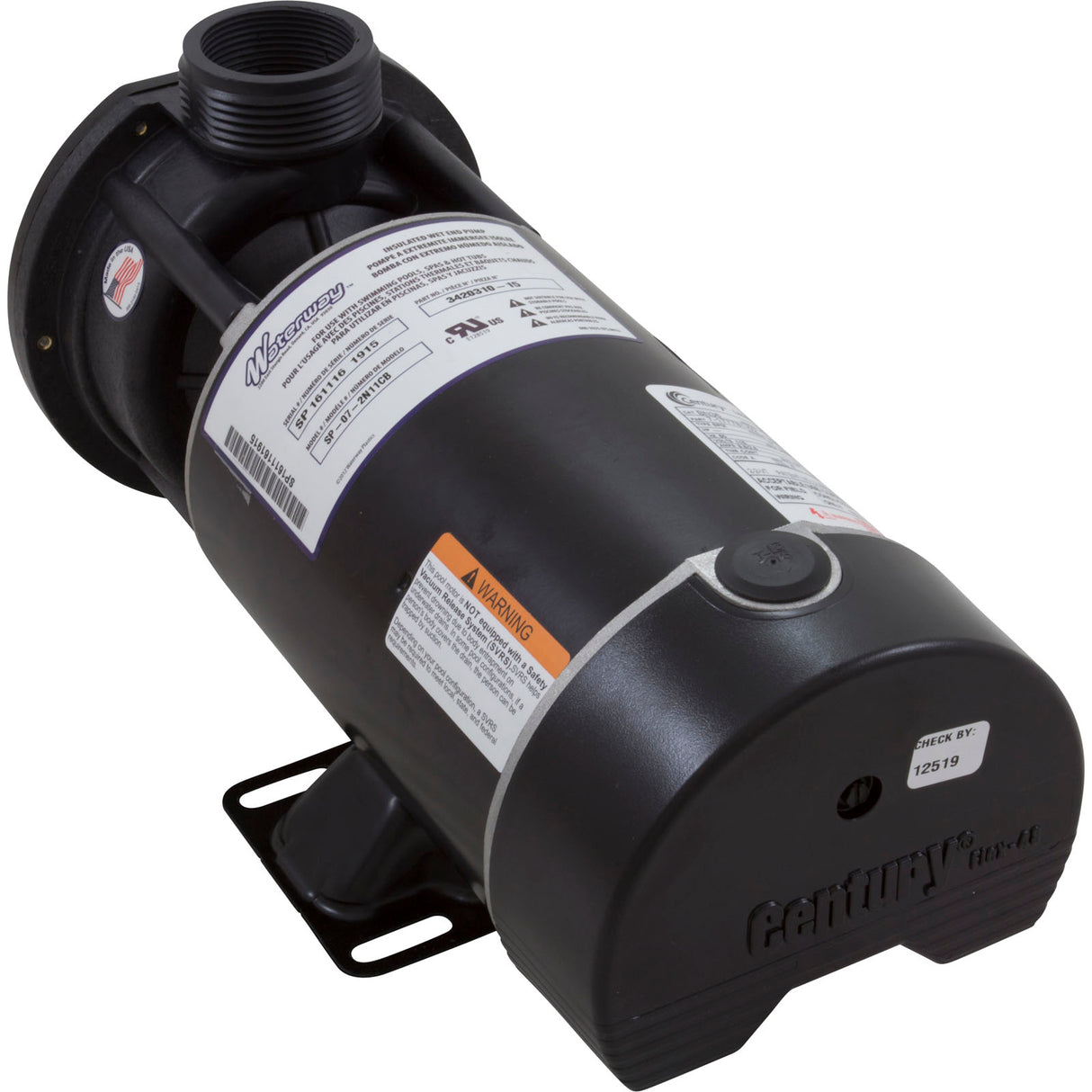 Pump, WW E-Series, 0.75hp, 115v, 2-Spd, 48fr, 1-1/2", OEM : 3420310-15 - Waterway Plastics - 806105070814 - PartsForSpas.com