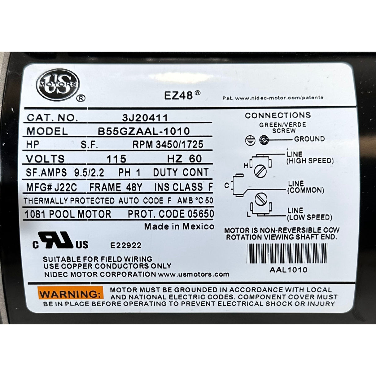 Pump, WW Hi-Flo II, 1.5SPL, 2-Spd, 115v, 6"Trp, ft Nema, Vert : SD-10-2-N - Waterway Plastics - 806105653963 - PartsForSpas.com