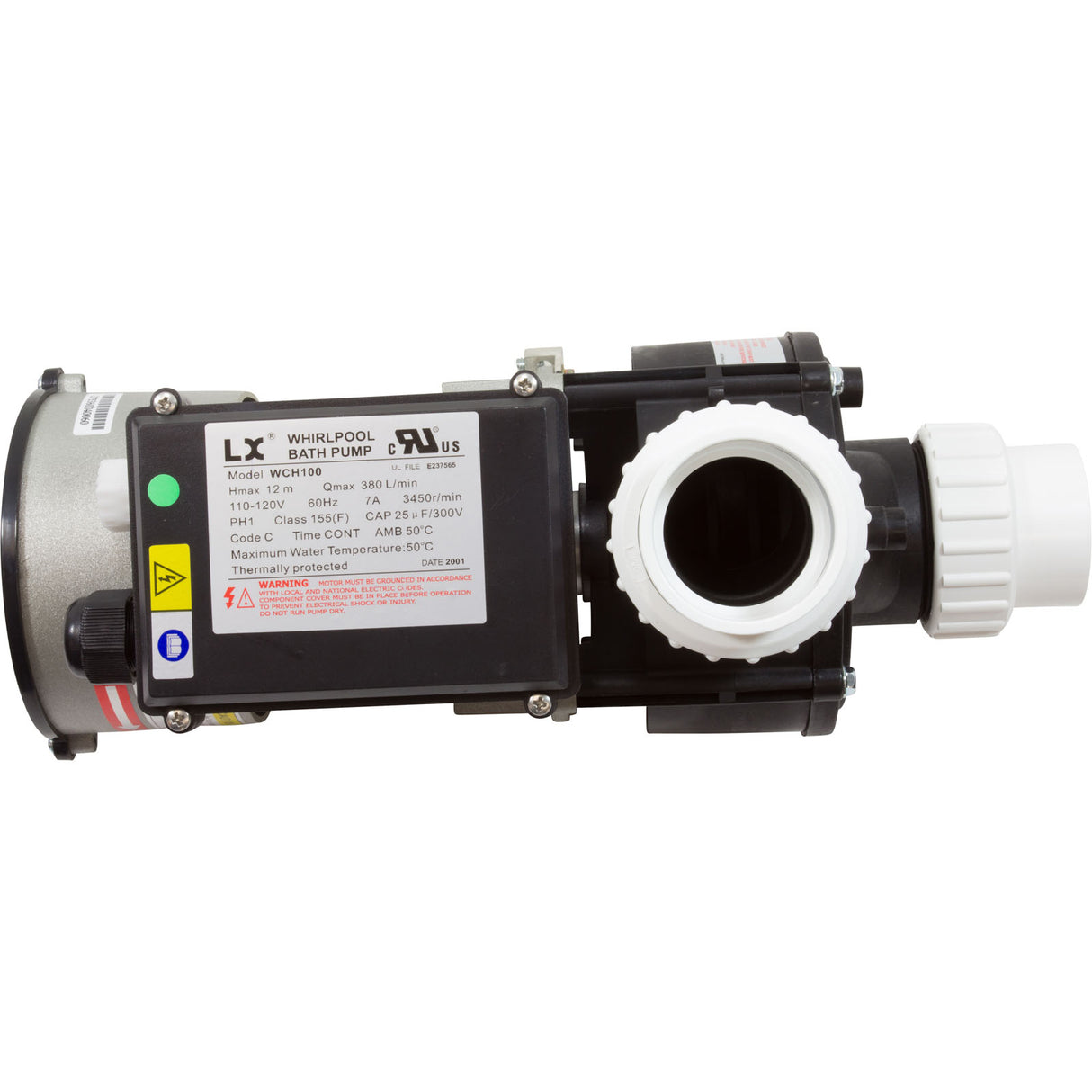 Pump, Bath, LX WCH, 7.0A, 115v, 1.5", w/Air Switch : WCH100 - Lingxiao (LX) Pump - WCH100 - PartsForSpas.com